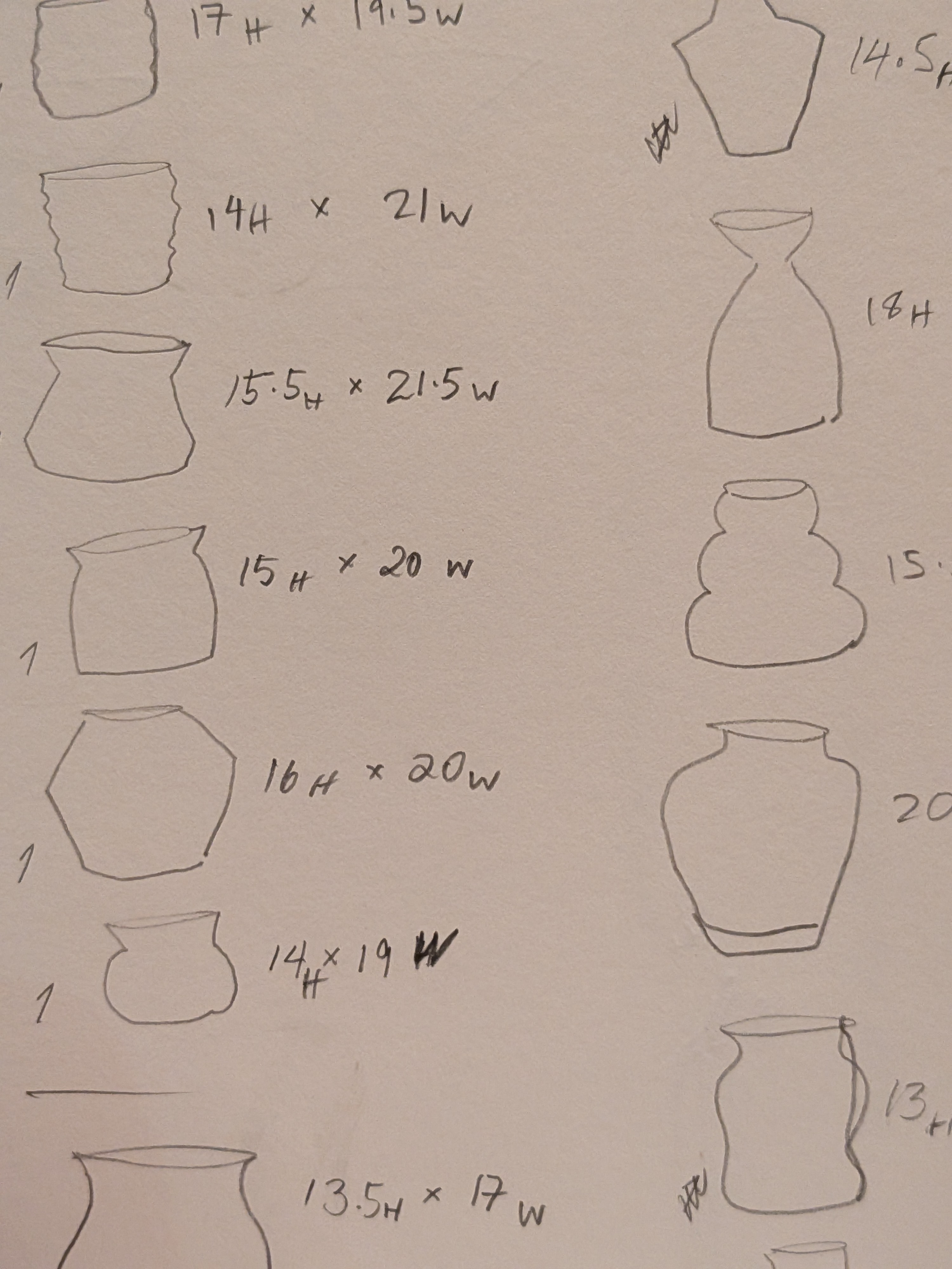 Hand-drawn sketches exploring plant pots